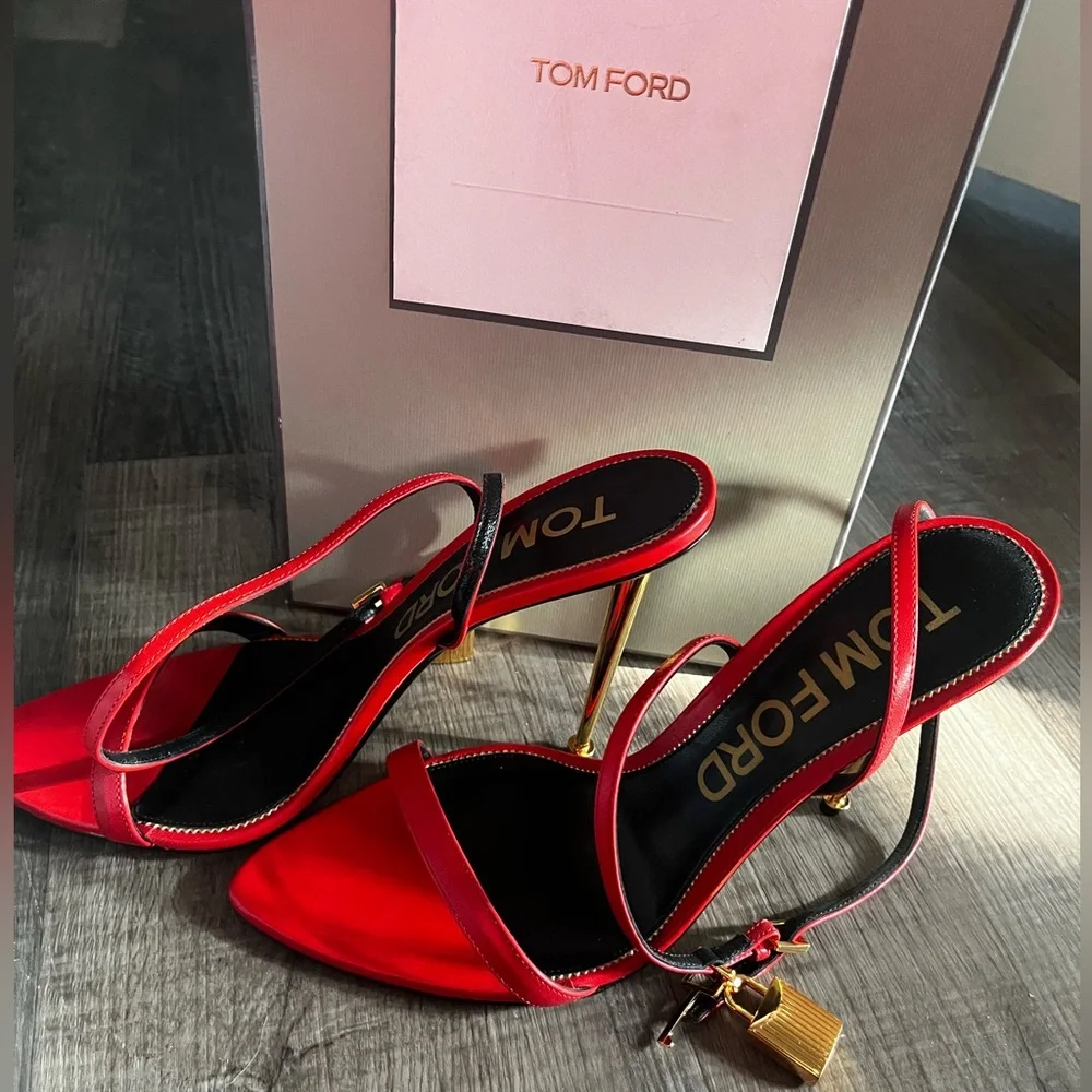 Tom Ford Red Strappy Heels - Picture 2 of 10